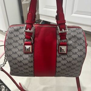 Michael Kors Red and Gray Satchel